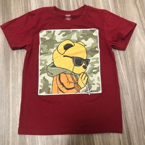 S10PE Praying Bear Cute maroon camouflage background Youth 8/10 medium Shirt